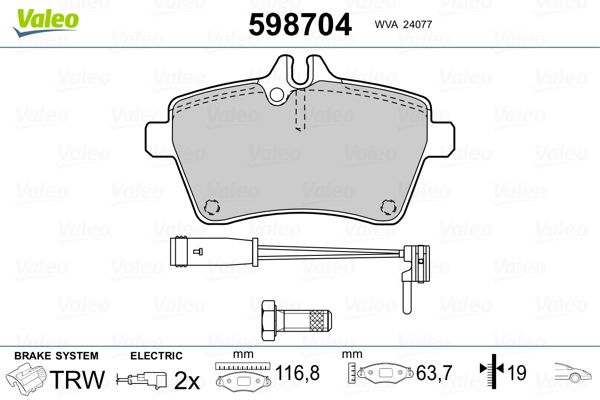 VALEO 598704 Brake Pad Set, disc brake