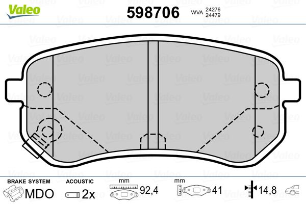 VALEO 598706 Brake Pad Set, disc brake