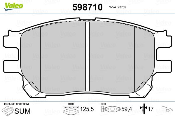 VALEO 598710 Brake Pad Set, disc brake