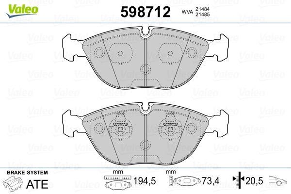VALEO 598712 Brake Pad Set, disc brake