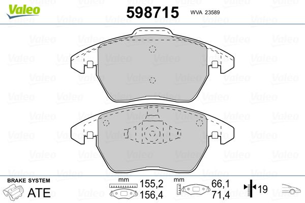 VALEO 598715 Brake Pad Set, disc brake