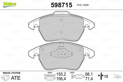 Brake Pad Set, disc brake VALEO 598715
