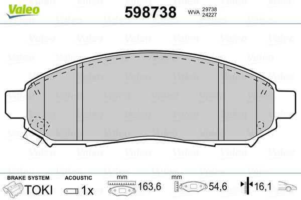 VALEO 598738 Brake Pad Set, disc brake