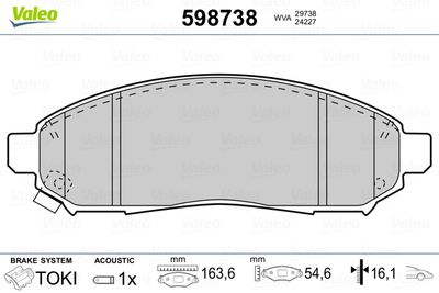 Brake Pad Set, disc brake VALEO 598738