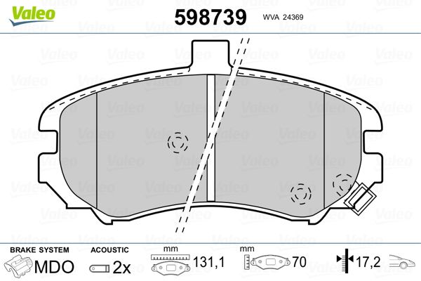 VALEO 598739 Brake Pad Set, disc brake