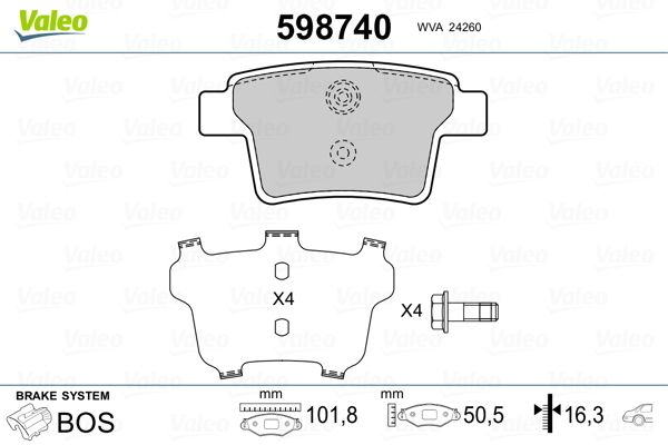 VALEO 598740 Brake Pad Set, disc brake
