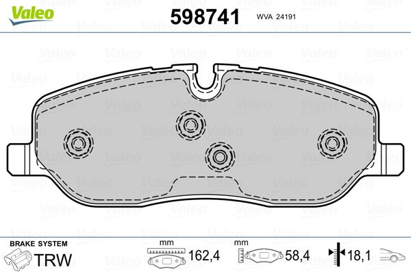 VALEO 598741 Brake Pad Set, disc brake