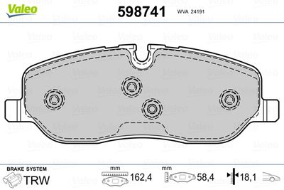 Brake Pad Set, disc brake VALEO 598741
