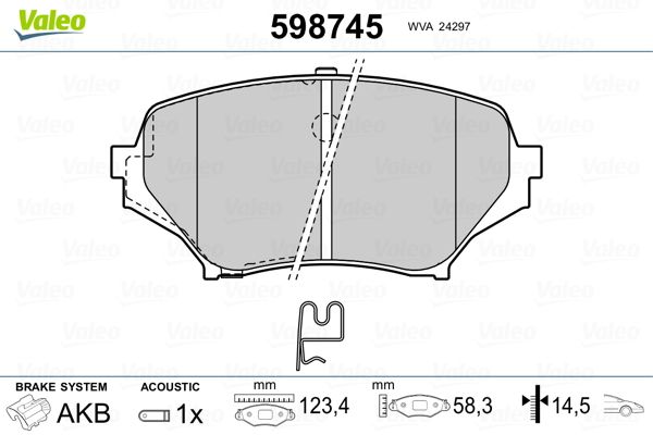 VALEO 598745 Brake Pad Set, disc brake