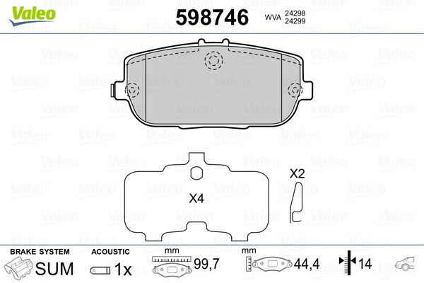 VALEO 598746 Brake Pad Set, disc brake