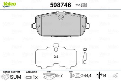 Brake Pad Set, disc brake VALEO 598746