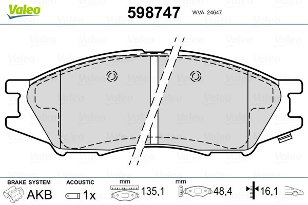 VALEO 598747 Brake Pad Set, disc brake