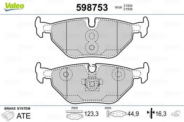 VALEO 598753 Brake Pad Set, disc brake