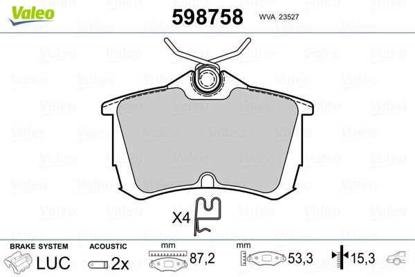VALEO 598758 Brake Pad Set, disc brake
