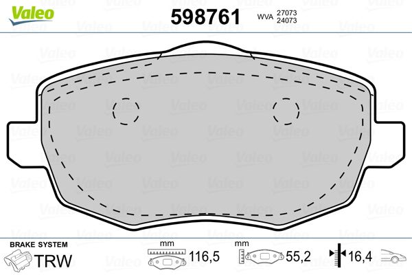 VALEO 598761 Brake Pad Set, disc brake