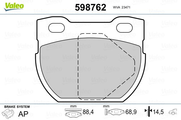 VALEO 598762 Brake Pad Set, disc brake
