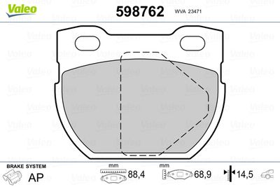 Brake Pad Set, disc brake VALEO 598762