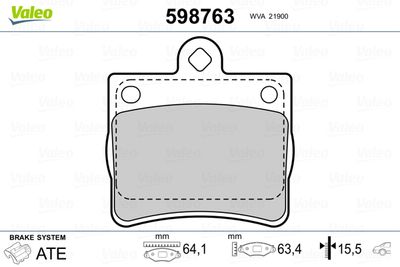 Brake Pad Set, disc brake VALEO 598763