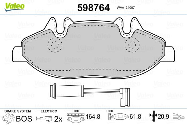 VALEO 598764 Brake Pad Set, disc brake