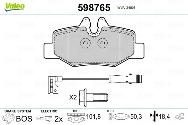 VALEO 598765 Brake Pad Set, disc brake