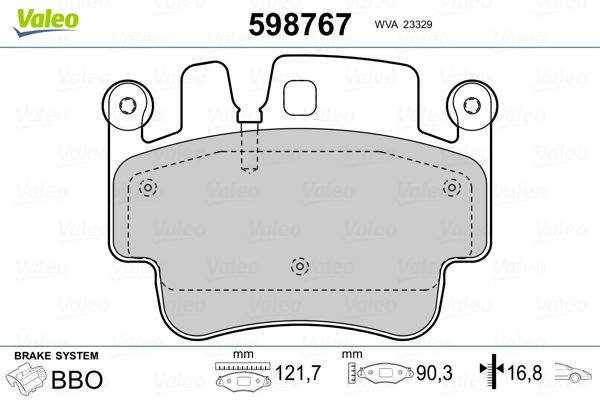 VALEO 598767 Brake Pad Set, disc brake
