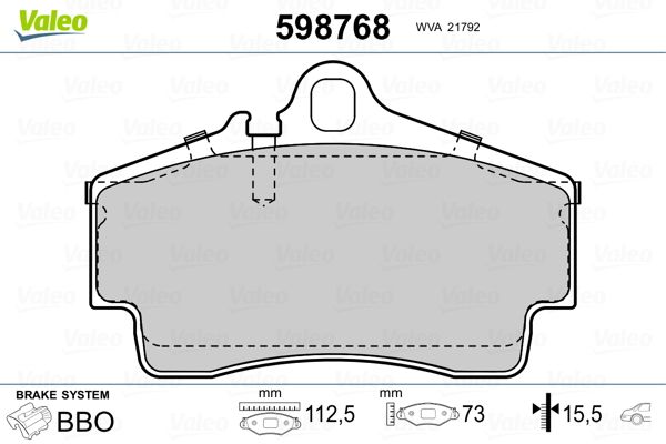 VALEO 598768 Brake Pad Set, disc brake