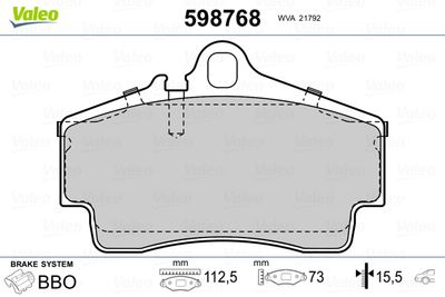 Brake Pad Set, disc brake VALEO 598768