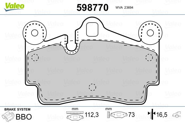 VALEO 598770 Brake Pad Set, disc brake