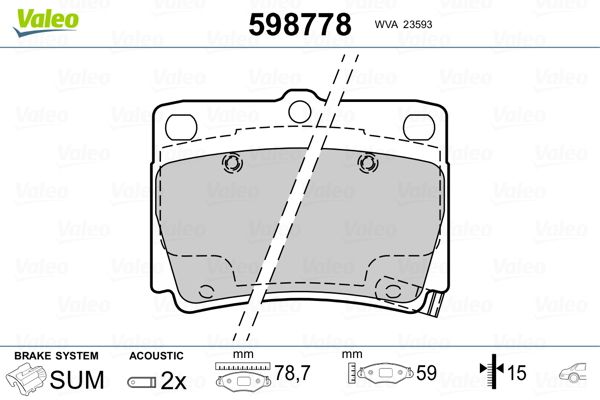 VALEO 598778 Brake Pad Set, disc brake