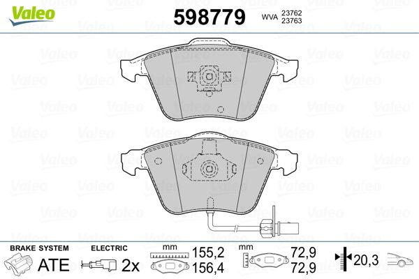 VALEO 598779 Brake Pad Set, disc brake