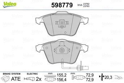 Brake Pad Set, disc brake VALEO 598779