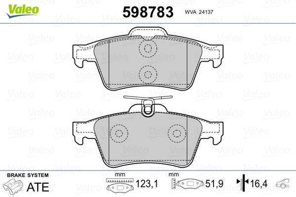 VALEO 598783 Brake Pad Set, disc brake
