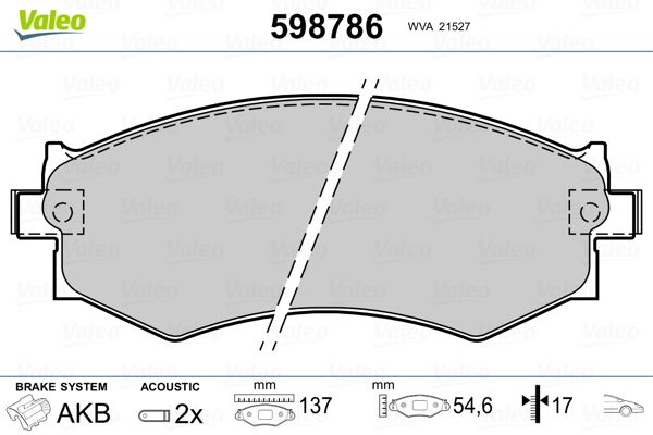 VALEO 598786 Brake Pad Set, disc brake