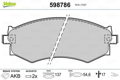 Brake Pad Set, disc brake VALEO 598786