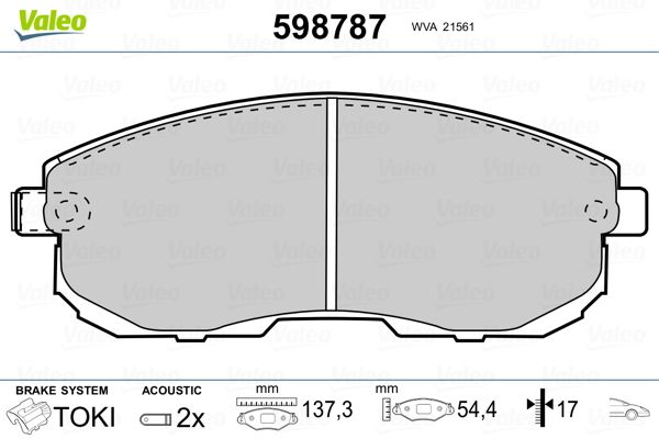 VALEO 598787 Brake Pad Set, disc brake
