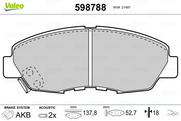 VALEO 598788 Brake Pad Set, disc brake