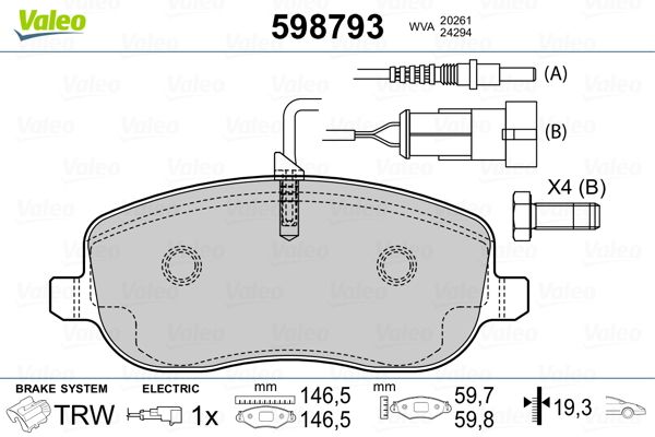 VALEO 598793 Brake Pad Set, disc brake