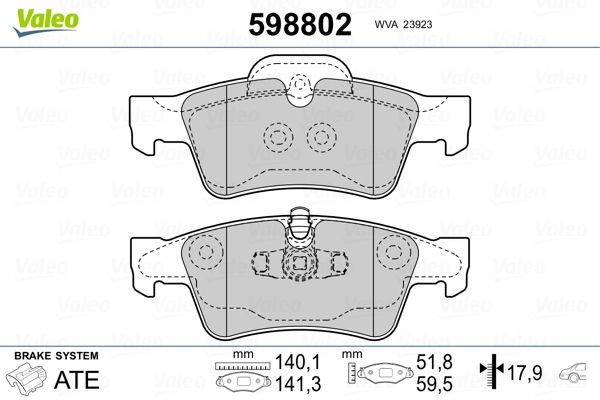 VALEO 598802 Brake Pad Set, disc brake