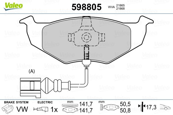 VALEO 598805 Brake Pad Set, disc brake