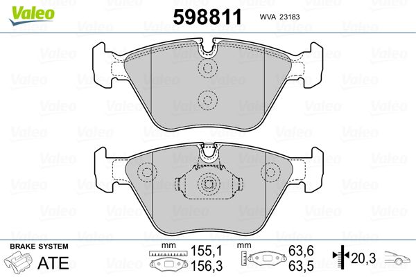 VALEO 598811 Brake Pad Set, disc brake