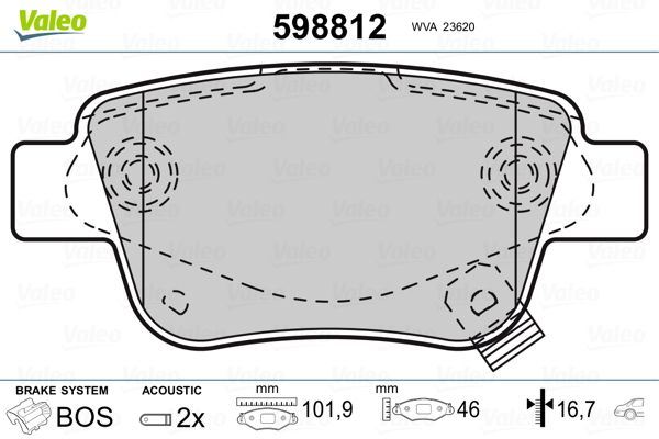 VALEO 598812 Brake Pad Set, disc brake