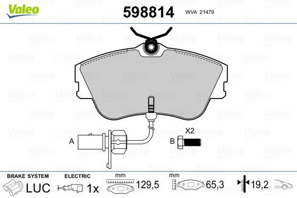 VALEO 598814 Brake Pad Set, disc brake