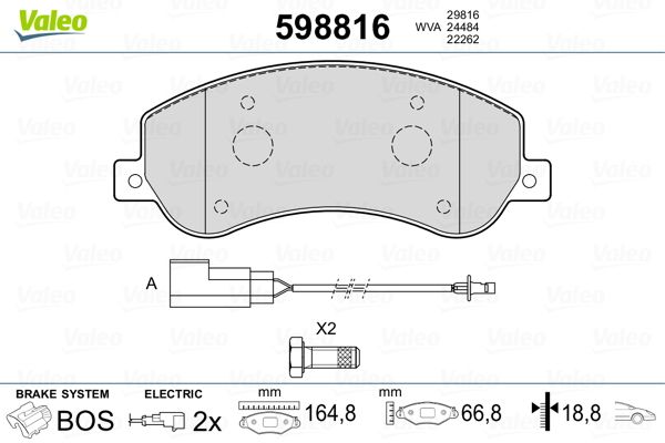 VALEO 598816 Brake Pad Set, disc brake