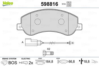 Brake Pad Set, disc brake VALEO 598816