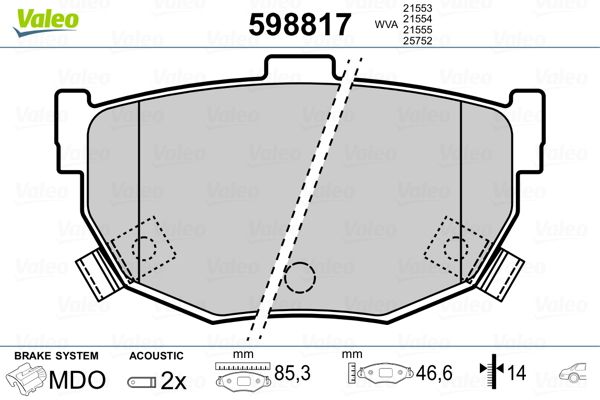 VALEO 598817 Brake Pad Set, disc brake