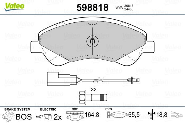 VALEO 598818 Brake Pad Set, disc brake