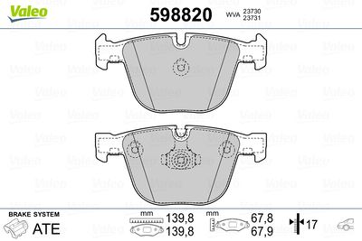 Brake Pad Set, disc brake VALEO 598820