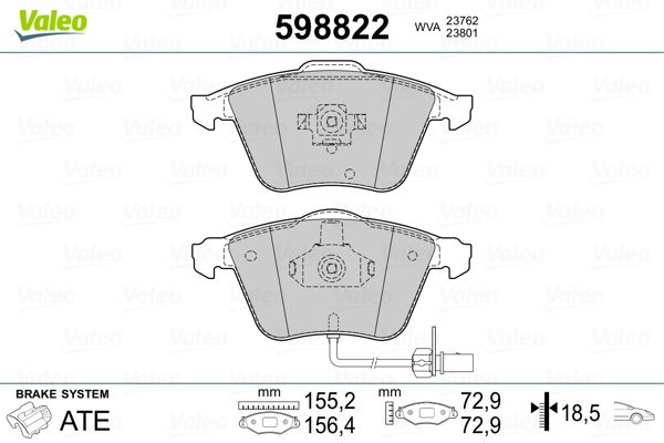 VALEO 598822 Brake Pad Set, disc brake