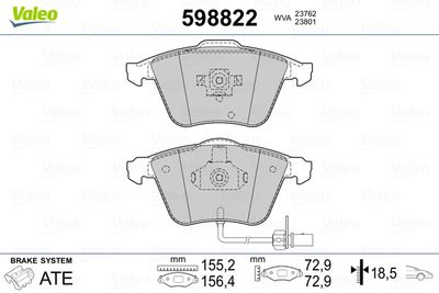 Brake Pad Set, disc brake VALEO 598822