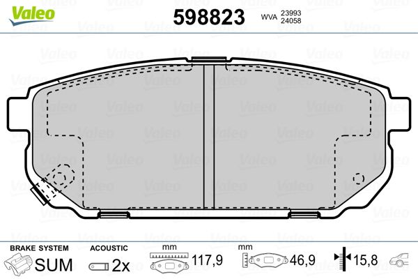 VALEO 598823 Brake Pad Set, disc brake